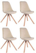 4-delige set Stoelen - Zithoogte 48 cm - Zachte Bekleding voor Optimaal Comfort Kleur crème Onderstel Kleur natuur