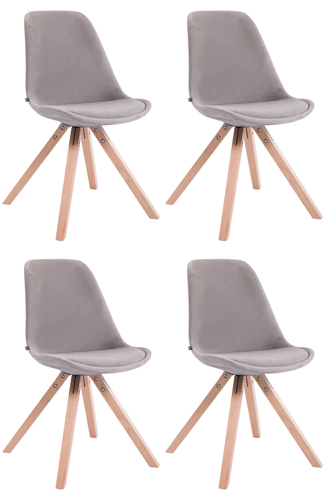 4-delige set Stoelen - Zithoogte 48 cm - Zachte Bekleding voor Optimaal Comfort Kleur crème Onderstel Kleur natuur
