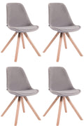 4-delige set Stoelen - Zithoogte 48 cm - Zachte Bekleding voor Optimaal Comfort Kleur grijs Onderstel Kleur natuur