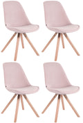 4-delige set Stoelen - Zithoogte 48 cm - Zachte Bekleding voor Optimaal Comfort Kleur roze Onderstel Kleur natuur
