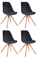 4-delige set Stoelen - Zithoogte 48 cm - Zachte Bekleding voor Optimaal Comfort Kleur zwart Onderstel Kleur natuur