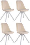 Set van 4 Fluwelen Eetkamerstoelen - Luxe Design - Comfortabele Zitervaring Kleur crème