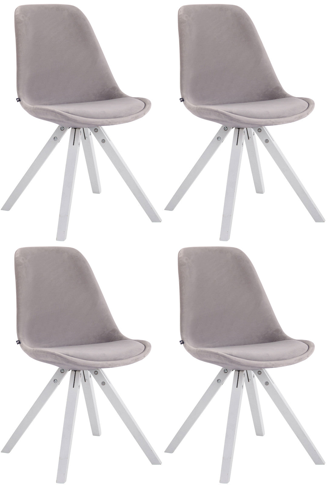 4-delige Set Eetkamerstoelen - Fluwelen Stoelen - Luxe Comfortabele Zitting Kleur grijs