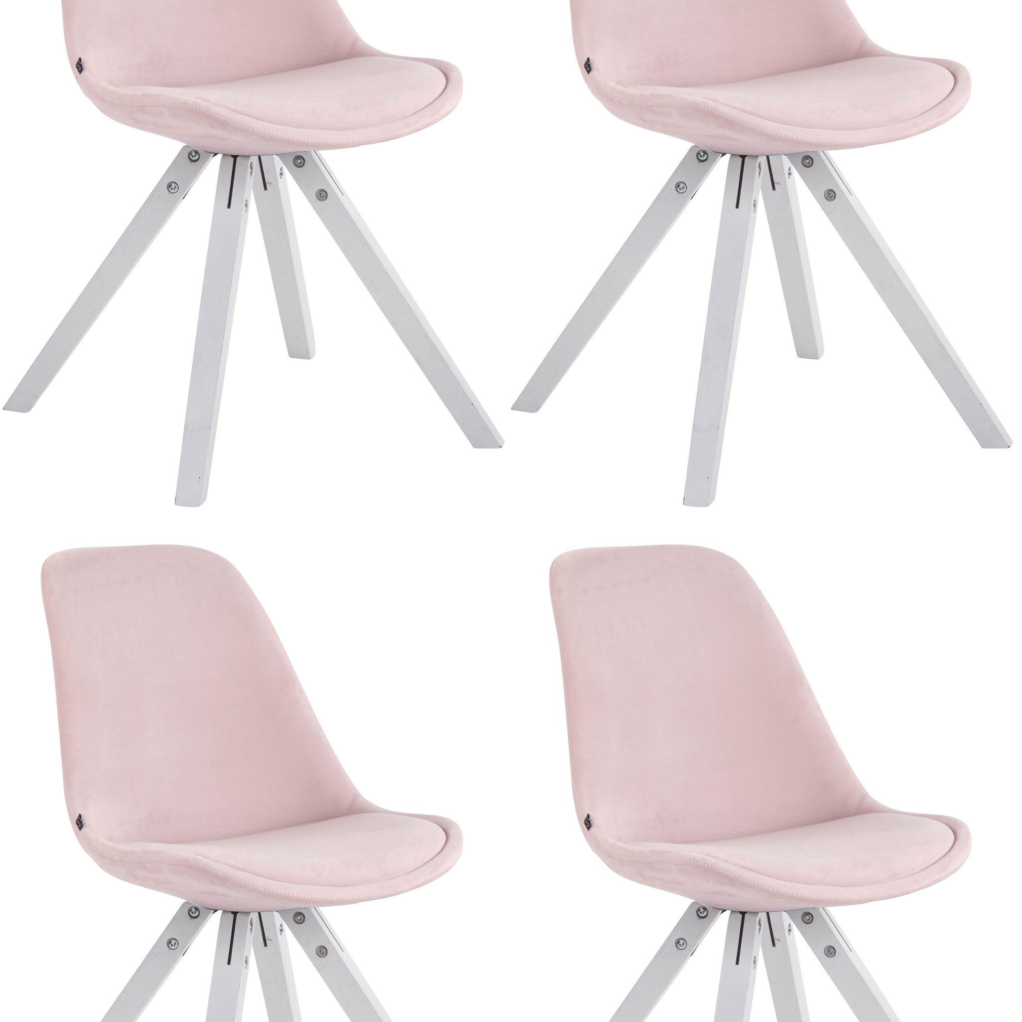 Set van 4 Fluwelen Eetkamerstoelen - Uitstekend Comfort - Luxe Design Kleur roze