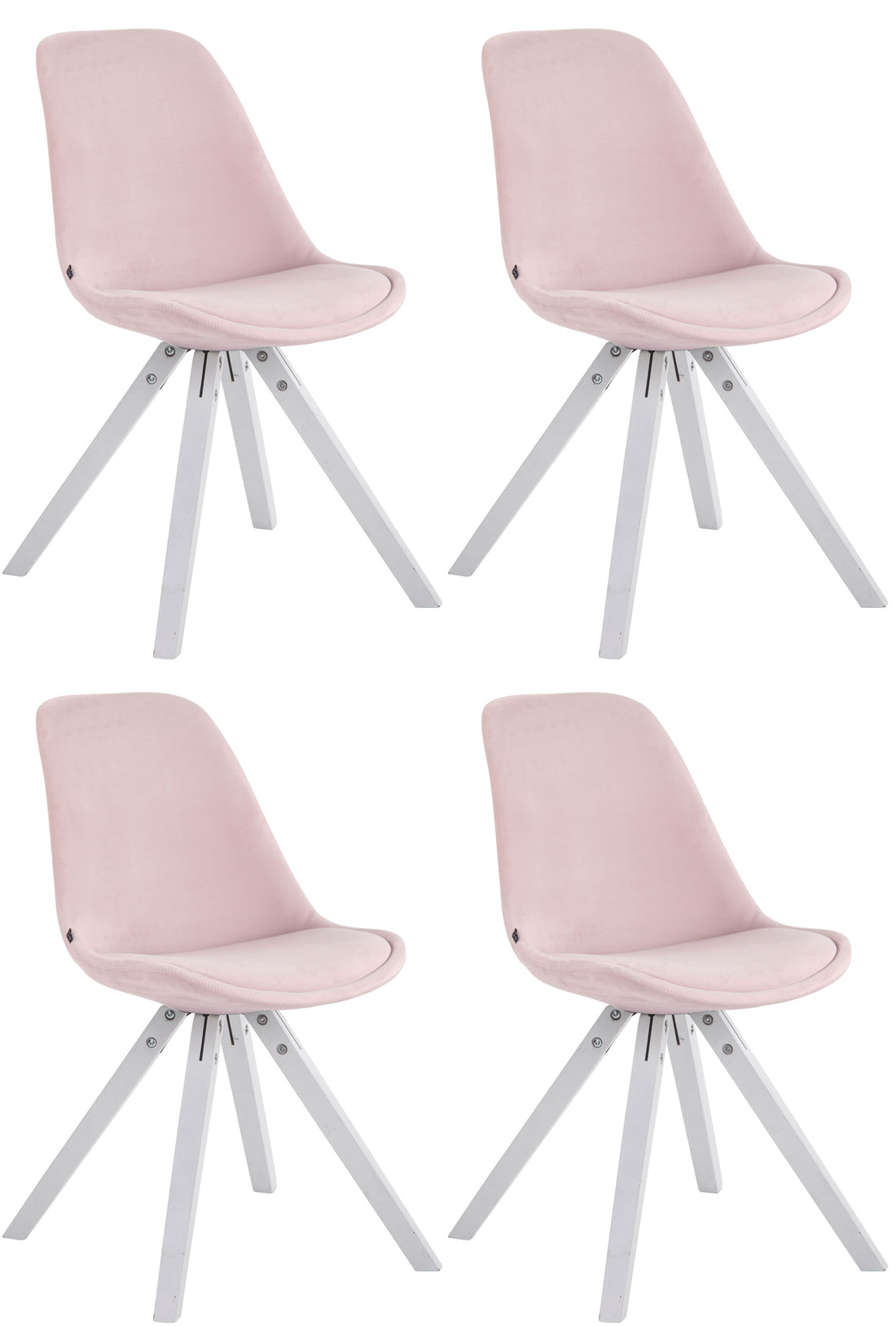 Set van 4 Fluwelen Eetkamerstoelen - Uitstekend Comfort - Luxe Design Kleur roze