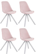Set van 4 Fluwelen Eetkamerstoelen - Uitstekend Comfort - Luxe Design Kleur roze
