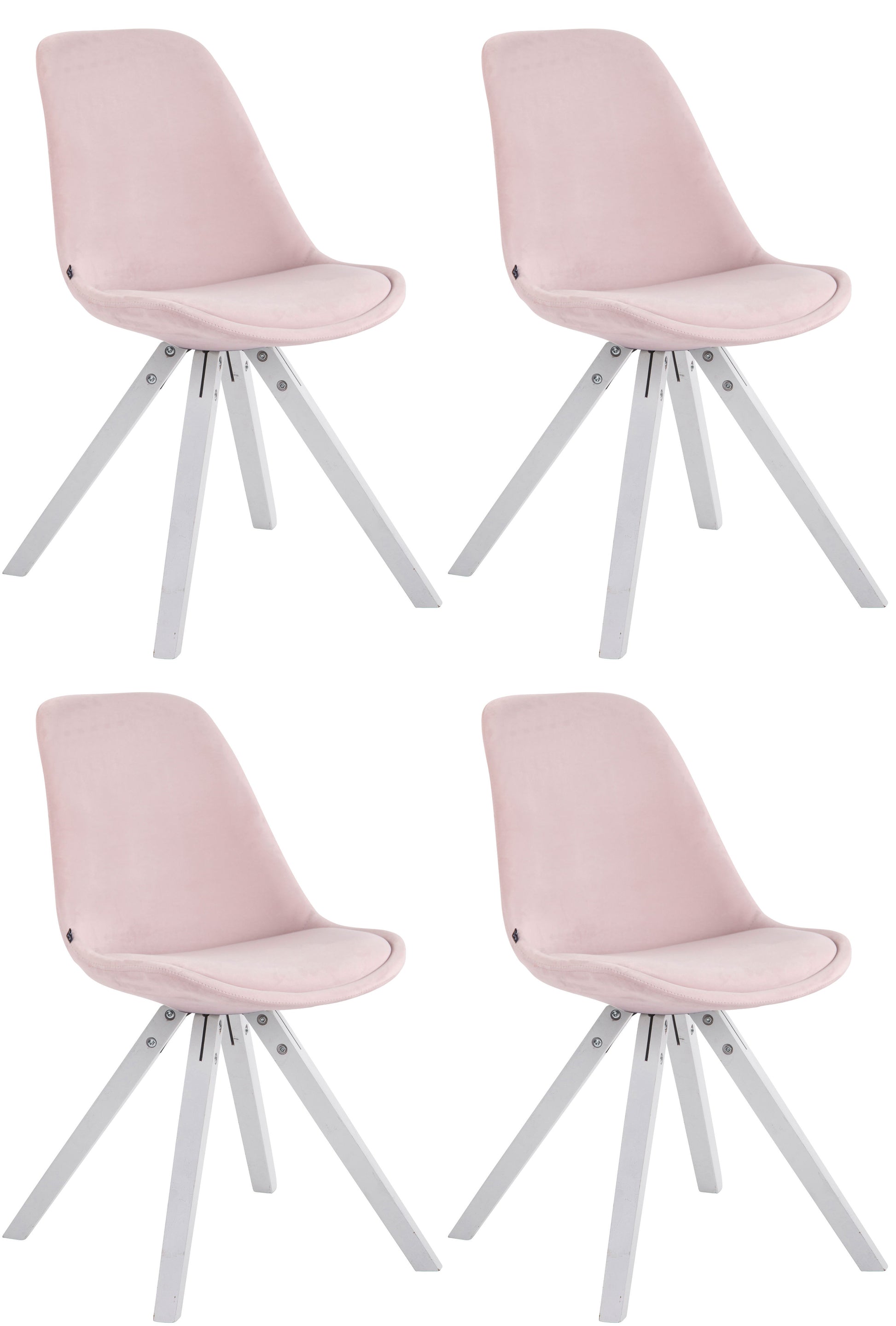 Set van 4 Fluwelen Eetkamerstoelen - Uitstekend Comfort - Luxe Design Kleur roze