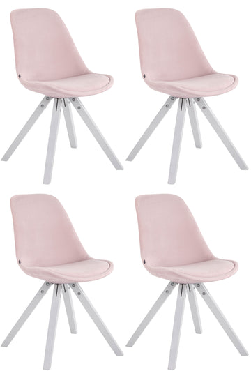Set van 4 Fluwelen Eetkamerstoelen - Uitstekend Comfort - Luxe Design Kleur roze
