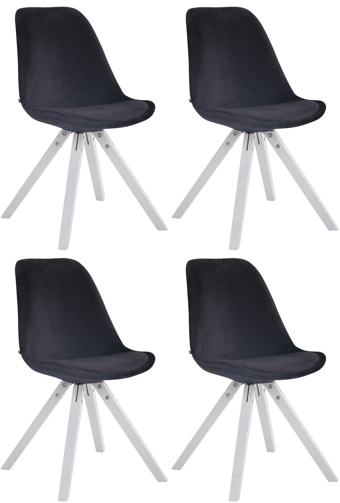 4-delige Set Fluwelen Eetkamerstoelen - Comfort Armstoelen - Luxe Stijlvol Ontwerp Kleur zwart