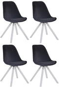 4-delige Set Fluwelen Eetkamerstoelen - Comfort Armstoelen - Luxe Stijlvol Ontwerp Kleur zwart