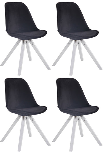 4-delige Set Fluwelen Eetkamerstoelen - Comfort Armstoelen - Luxe Stijlvol Ontwerp Kleur zwart