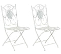 Set van 2 Inklapbare Tuinstoelen - Klapstoelen - Nostalgische Sfeer, Handgemaakte Details Kleur antiek wit