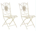 Set van 2 Opvouwbare Tuinstoelen - Klapstoelen - Handgemaakt Antiek Patina Kleur antiek-crème