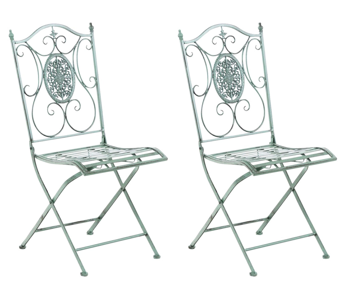Set van 2 Inklapbare Tuinstoelen - Klapstoelen - Nostalgische Sfeer, Handgemaakte Details Kleur antiek wit