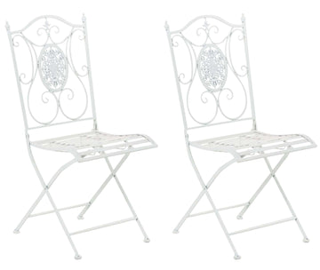 Set van 2 Opvouwbare Tuinstoelen - Klapstoelen - Comfortabele Hoge Rugleuning Kleur wit
