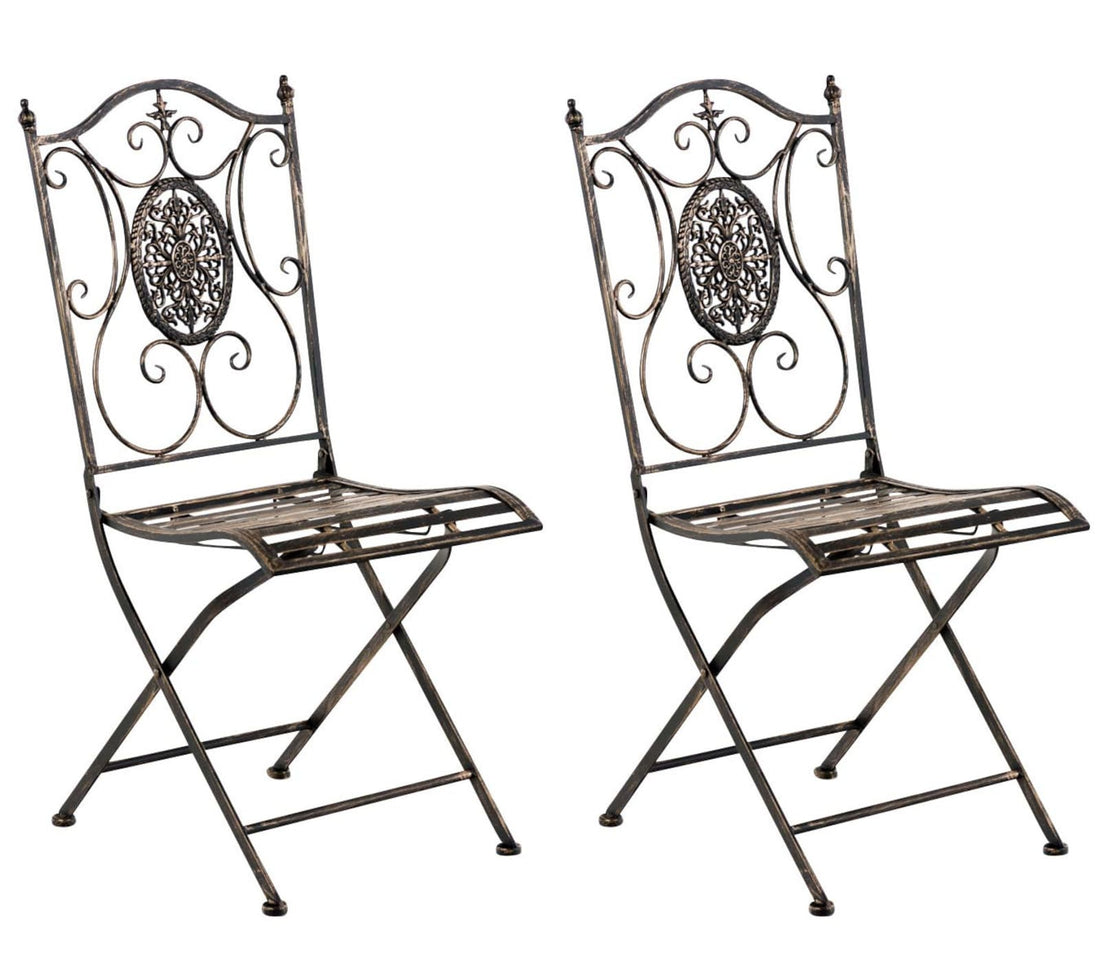 Set van 2 Opvouwbare Tuinstoelen - Klapstoelen - Antiek Patina, Ruimtebesparend Design Kleur brons