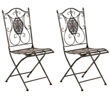 Set van 2 Opvouwbare Tuinstoelen - Klapstoelen - Antiek Patina, Ruimtebesparend Design Kleur brons