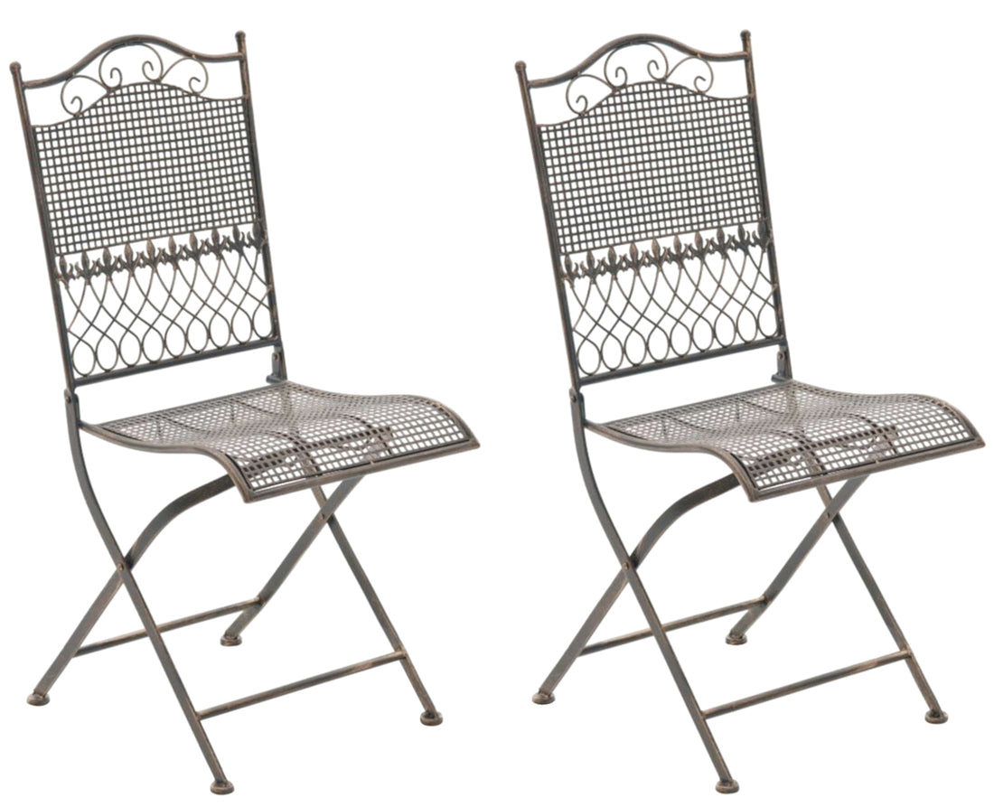 Set van 2 Nostalgische Tuinstoelen - Opvouwbare Stoelen - Handgemaakt & Stabiel Design Kleur brons