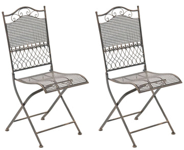 Set van 2 Nostalgische Tuinstoelen - Opvouwbare Stoelen - Handgemaakt & Stabiel Design Kleur brons