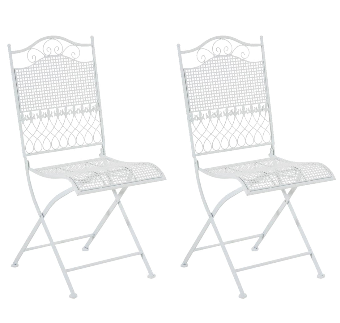 Set van 2 Nostalgische Tuinstoelen - Opvouwbare Stoelen - IJzer voor Extreme Stabiliteit Kleur wit