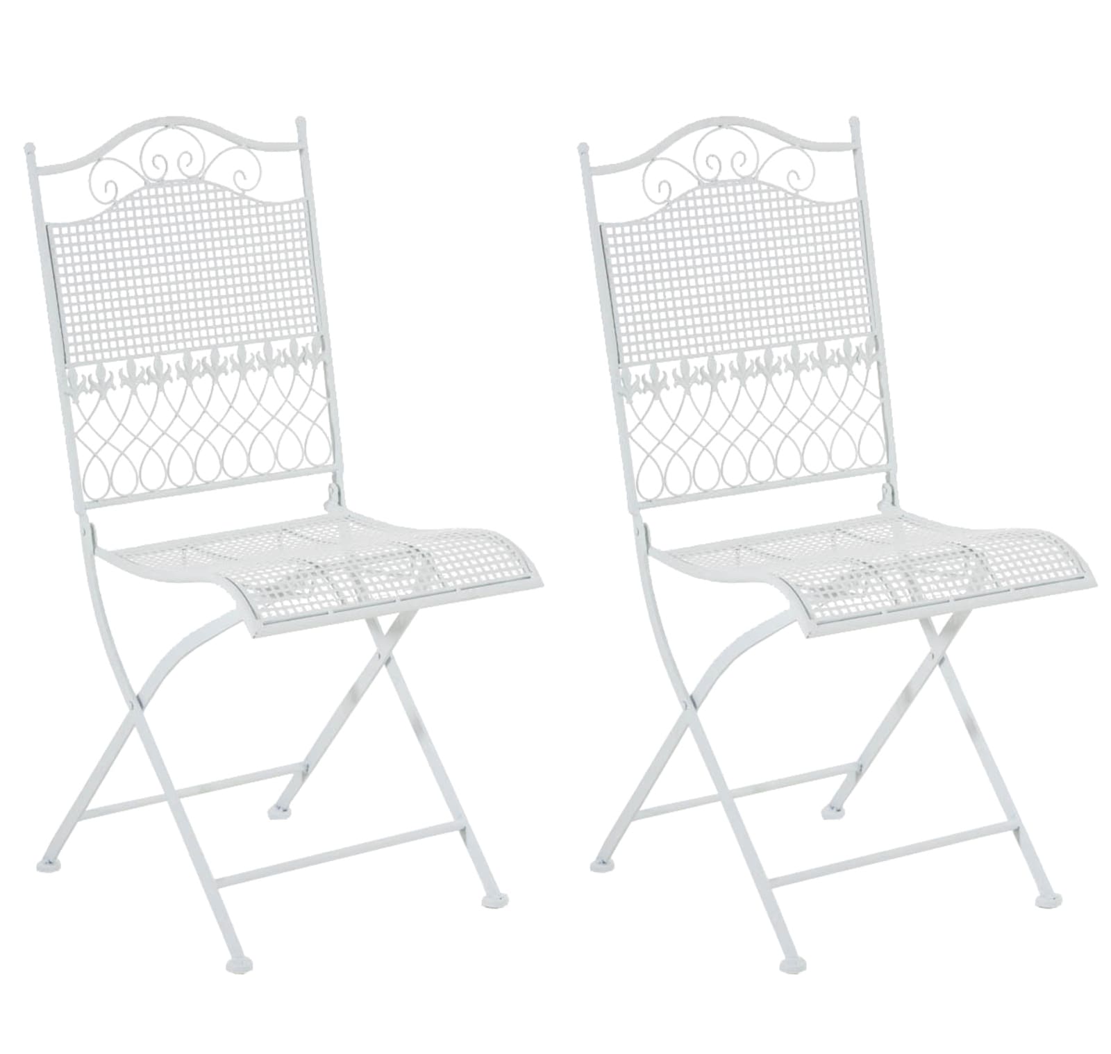 Set van 2 Nostalgische Tuinstoelen - Opvouwbare Stoelen - IJzer voor Extreme Stabiliteit Kleur wit