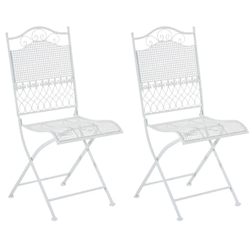 Set van 2 Nostalgische Tuinstoelen - Opvouwbare Stoelen - IJzer voor Extreme Stabiliteit Kleur wit