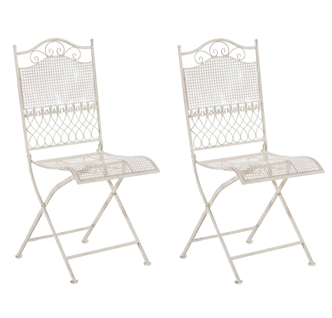 2-delige Set Opklapbare Tuinstoelen - Nostalgische Stoelen - Extreem Stabiel Ijzer Kleur antiek-creme