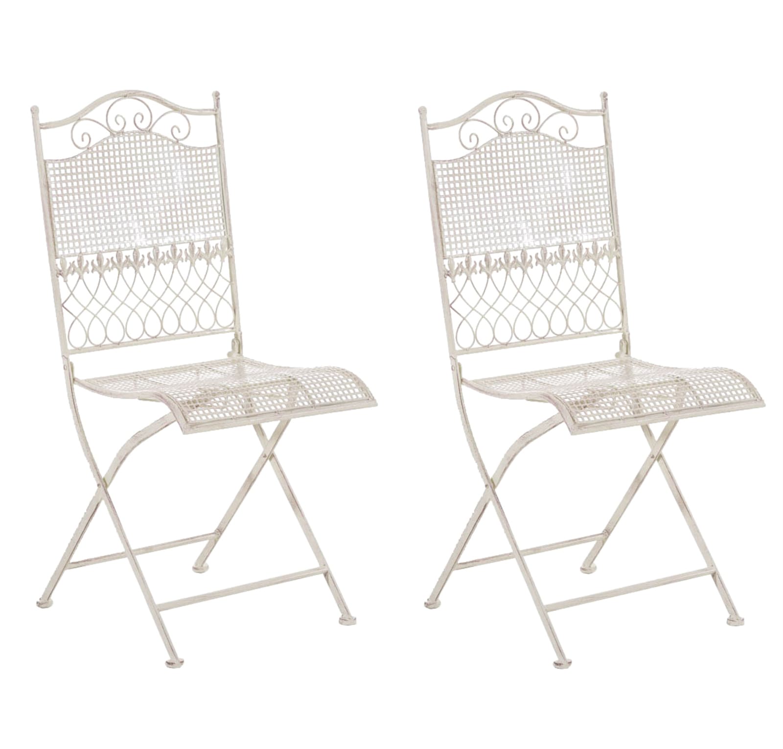 2-delige Set Opklapbare Tuinstoelen - Nostalgische Stoelen - Extreem Stabiel Ijzer Kleur antiek-creme