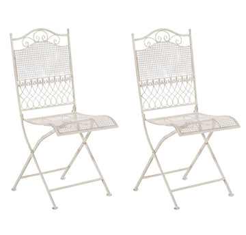 2-delige Set Opklapbare Tuinstoelen - Nostalgische Stoelen - Extreem Stabiel Ijzer Kleur antiek-creme