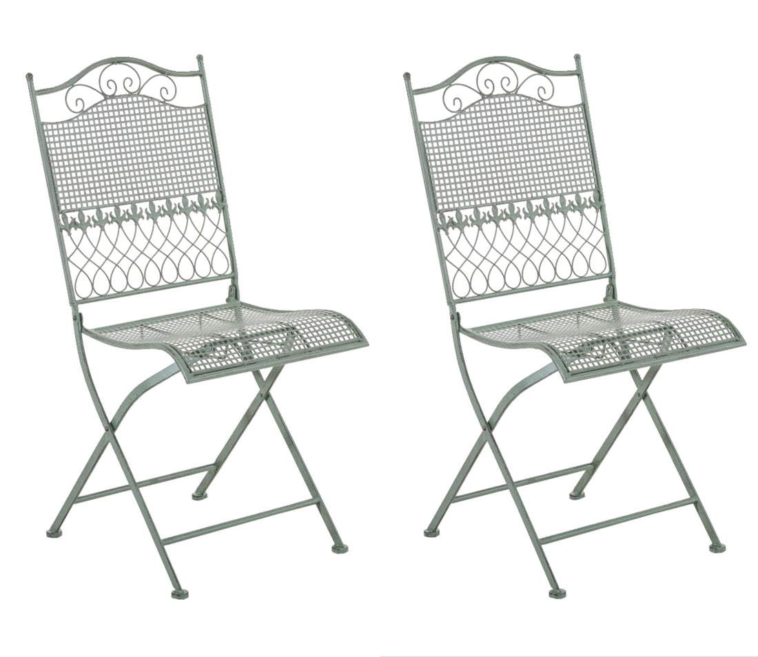 2-delige Set Opklapbare Tuinstoelen - Nostalgische Stoelen - Extreem Stabiel Ijzer Kleur antiek-creme