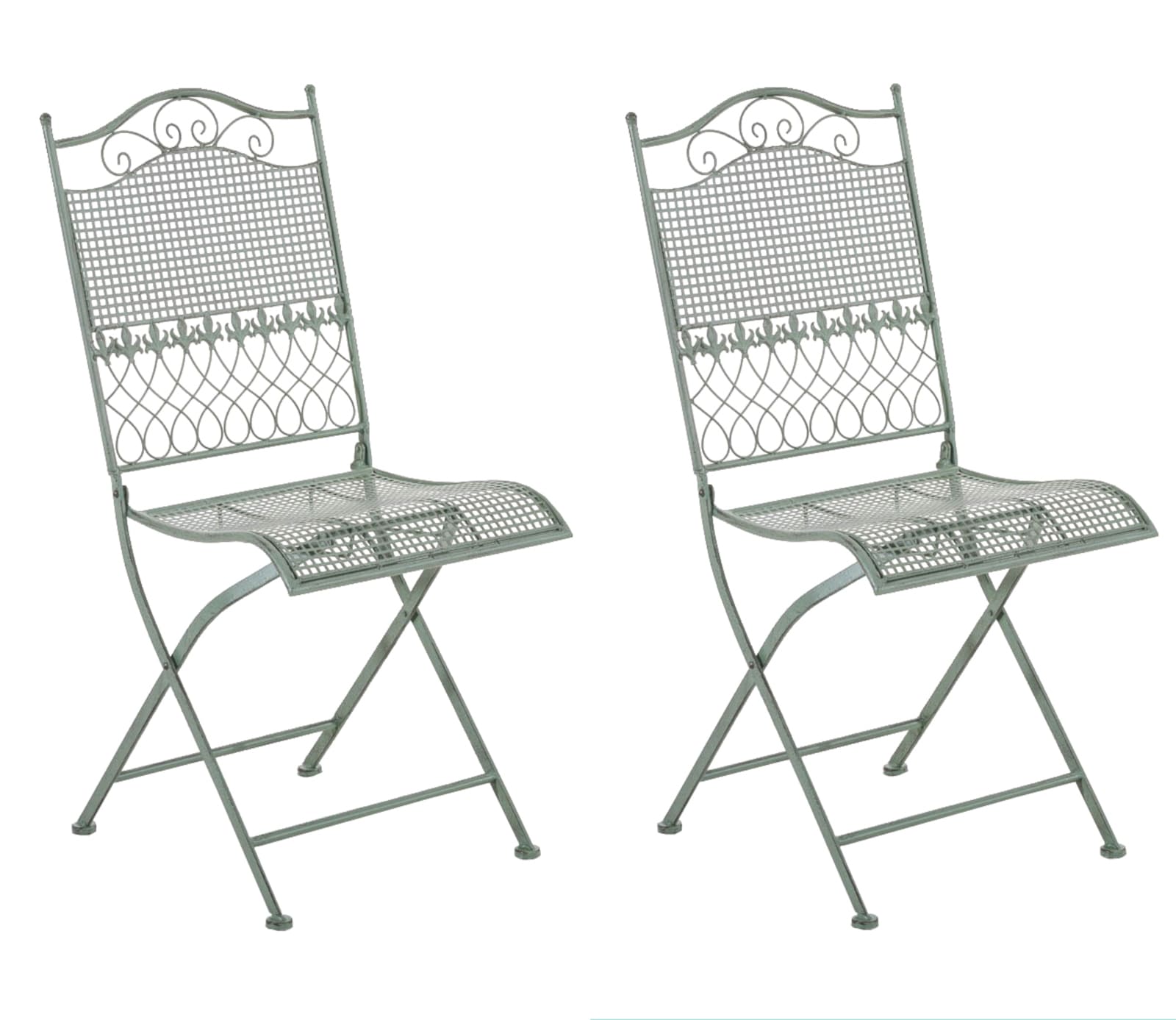 2-delige Set Opklapbare Tuinstoelen - Nostalgische Stoelen - Extreem Stabiel Ijzer Kleur antiek-groen