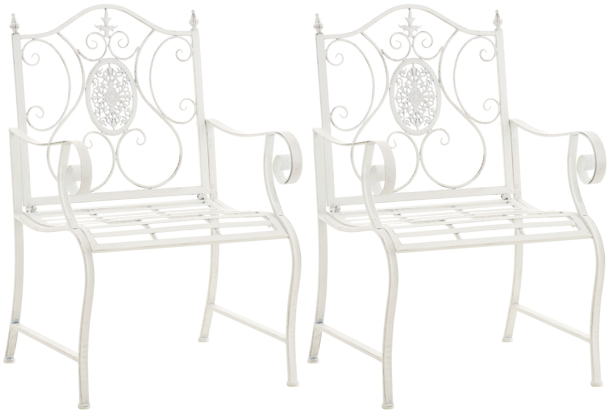 Set van 2 Nostalgische Tuinstoelen - Buitenzitjes - Gemakkelijk te Onderhouden Kleur antiek wit
