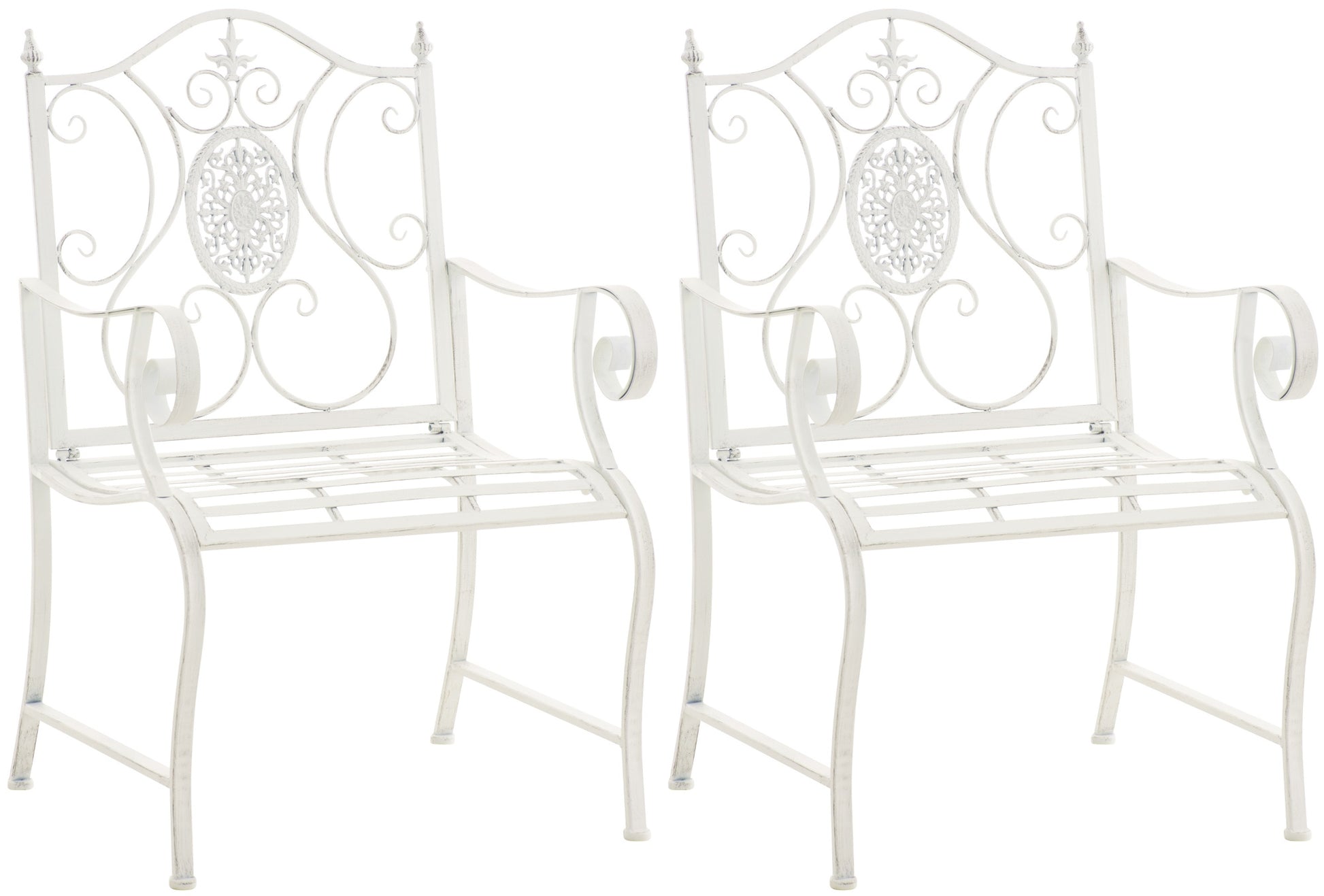 Set van 2 Nostalgische Tuinstoelen - Buitenzitjes - Gemakkelijk te Onderhouden Kleur antiek wit