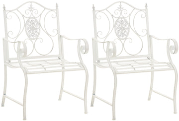Set van 2 Nostalgische Tuinstoelen - Buitenzitjes - Gemakkelijk te Onderhouden Kleur antiek wit