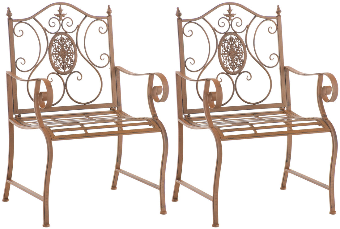 Set van 2 Nostalgische Tuinstoelen - Buitenzitjes - Gemakkelijk te Onderhouden Kleur antiek wit