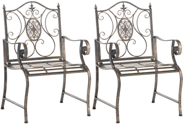 Set van 2 IJzeren Tuinstoelen - Buitenzitstoelen - Elegante Details, Gemakkelijk Onderhoud Kleur brons