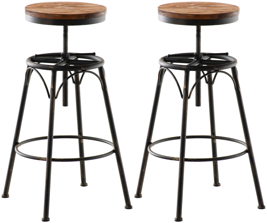 2-delige set Industriële Barkrukken - Hoge Stoelen - In hoogte verstelbaar Kleur brons
