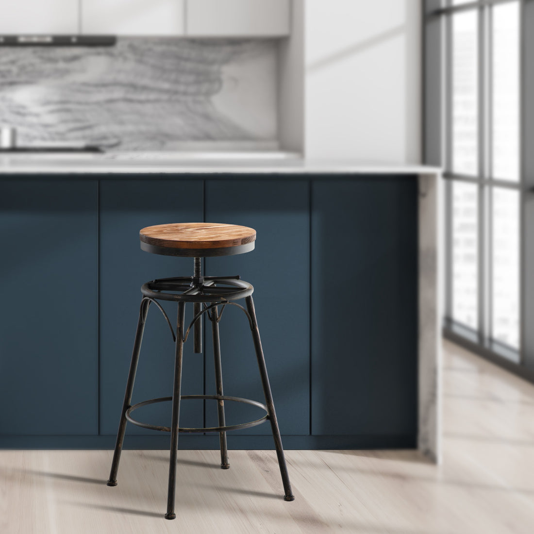 2-delige set Industriële Barkrukken - Hoge Stoelen - In hoogte verstelbaar Kleur brons