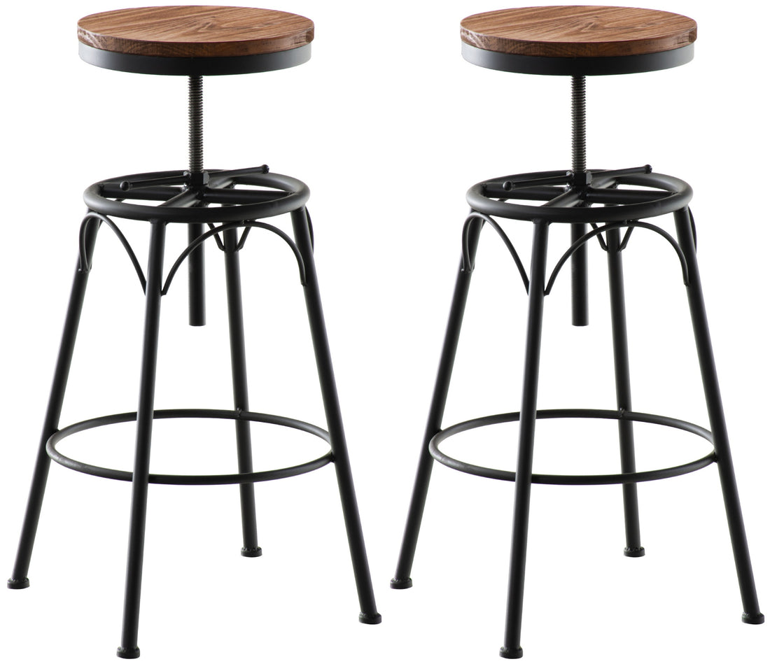 2-delige Set Barstoelen - Keukenkrukken - Draaibare Zitting, In Hoogte Verstelbaar Kleur zwart