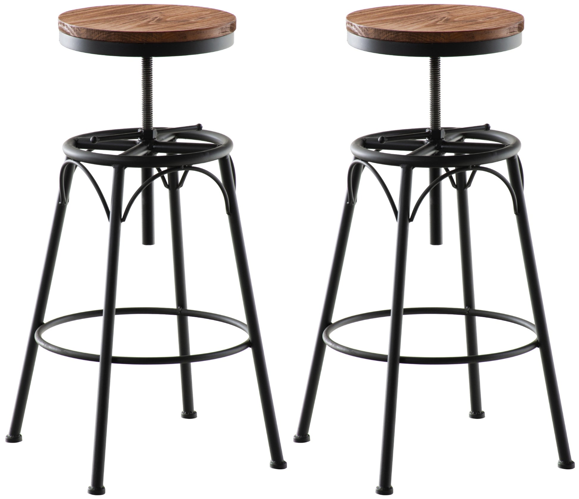 2-delige Set Barstoelen - Keukenkrukken - Draaibare Zitting, In Hoogte Verstelbaar Kleur zwart