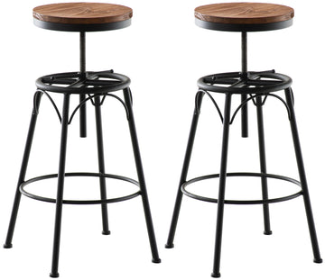 2-delige Set Barstoelen - Keukenkrukken - Draaibare Zitting, In Hoogte Verstelbaar Kleur zwart