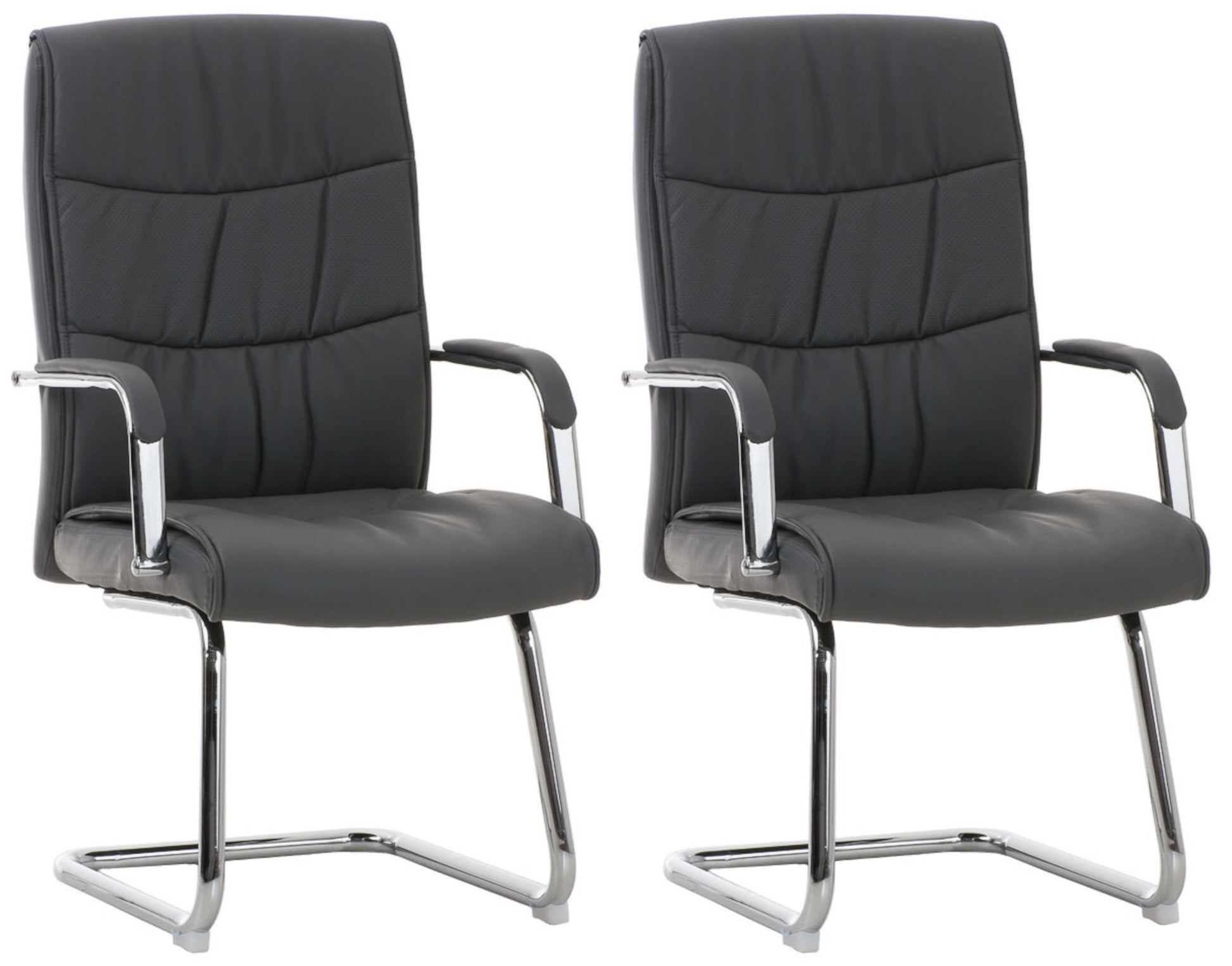 2-delige Set Eetkamerstoelen - Kunstleer - Ergonomisch Comfort Kleur grijs