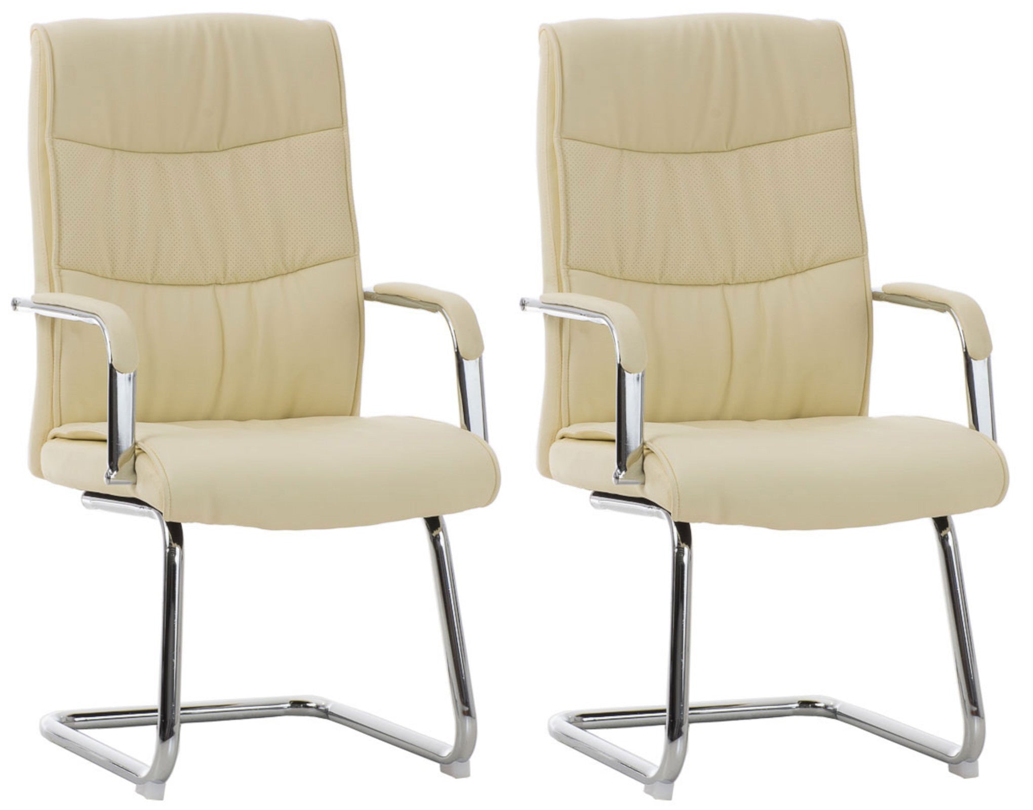 Set van 2 Eetkamerstoelen - Keukenstoelen - Ergonomisch Comfortabele Zitpositie Kleur crème