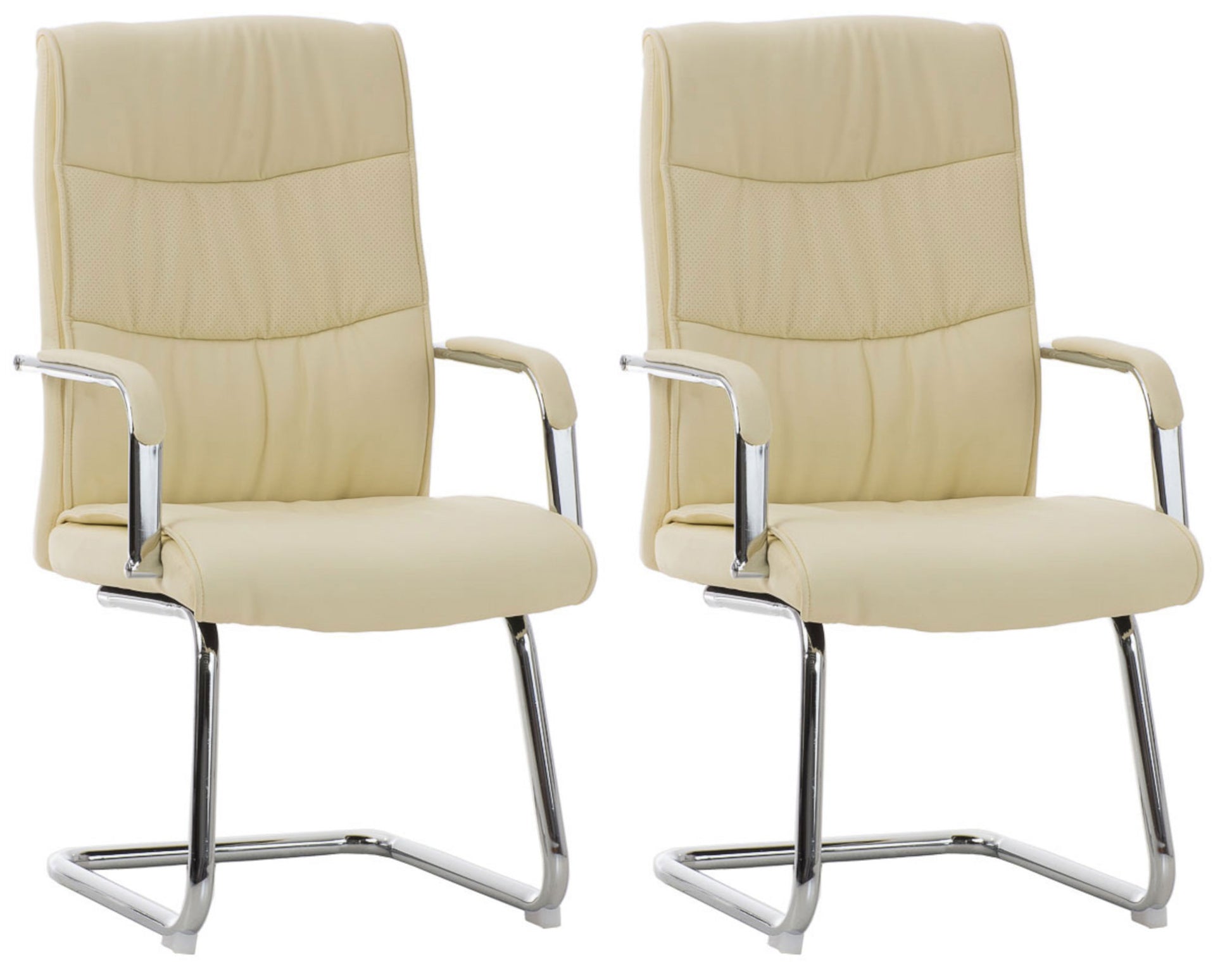 Set van 2 Eetkamerstoelen - Keukenstoelen - Ergonomisch Comfortabele Zitpositie Kleur crème