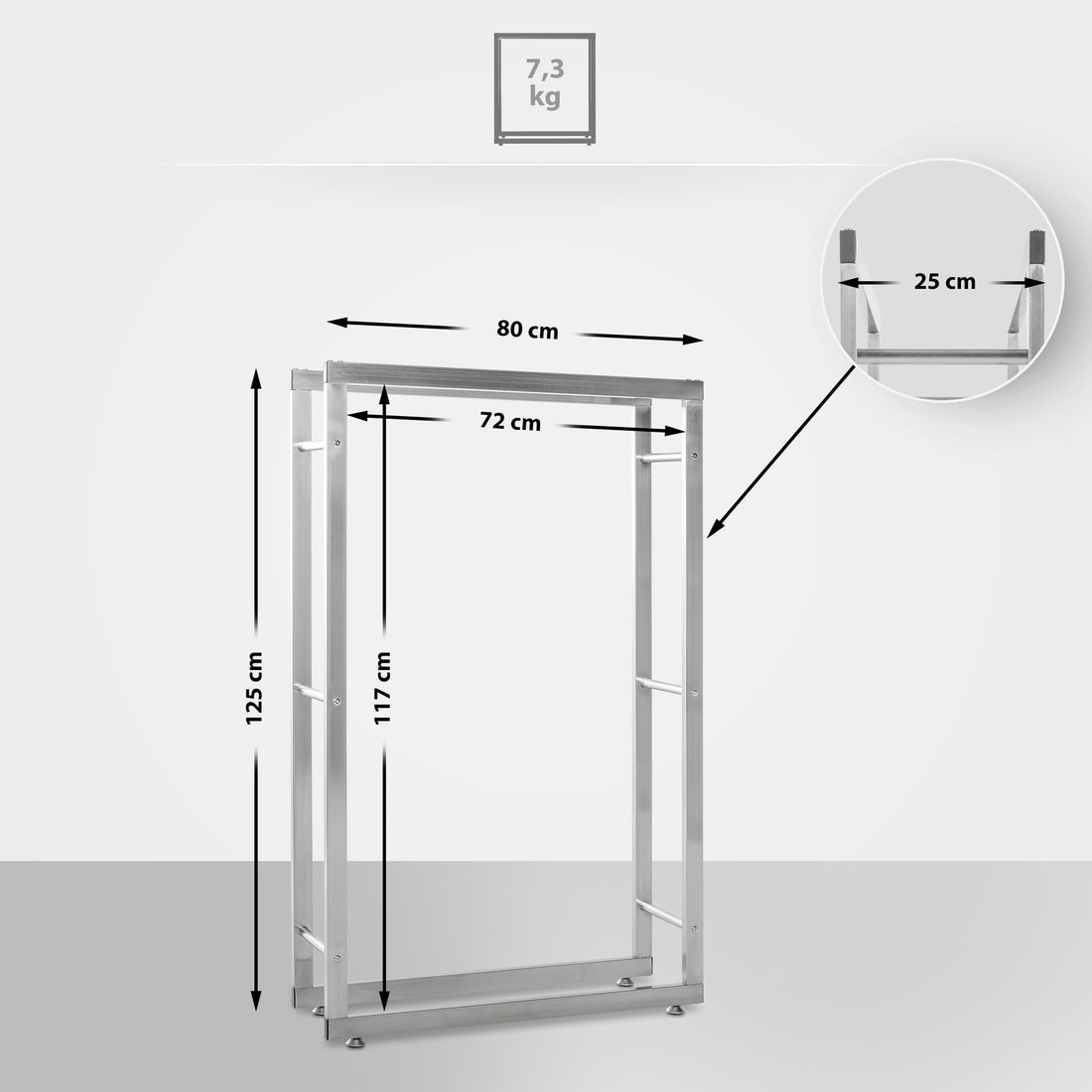 Roestvrijstalen Houtopslag - Houtrek - Duurzaam Design voor Interieur Kleur roestvrij staal