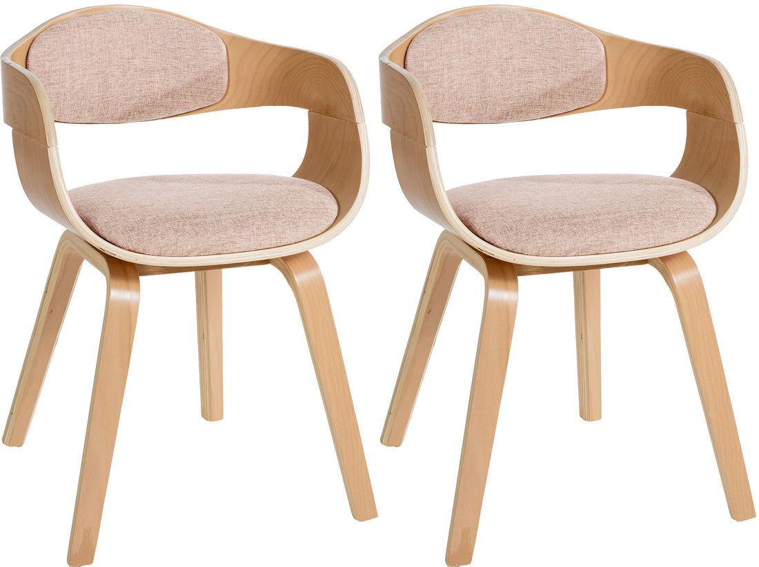 2-delige set Bezoekersstoelen - Conferentiestoelen - Stabiele Constructie Kleur natuur/creme Onderstel Kleur natuur