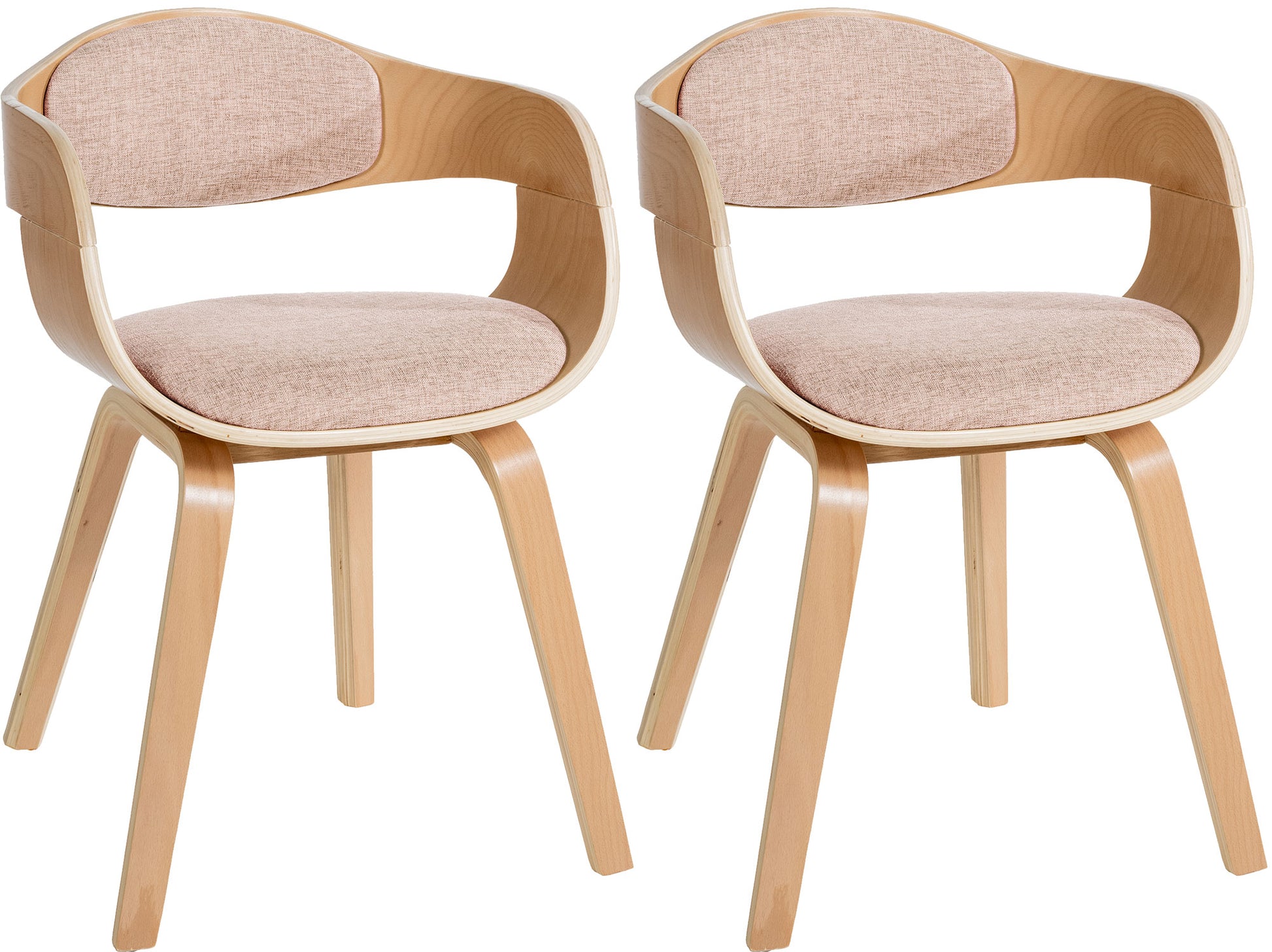 2-delige set Bezoekersstoelen - Conferentiestoelen - Stabiele Constructie Kleur natuur/creme Onderstel Kleur natuur