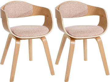 2-delige set Bezoekersstoelen - Conferentiestoelen - Stabiele Constructie Kleur natuur/creme Onderstel Kleur natuur