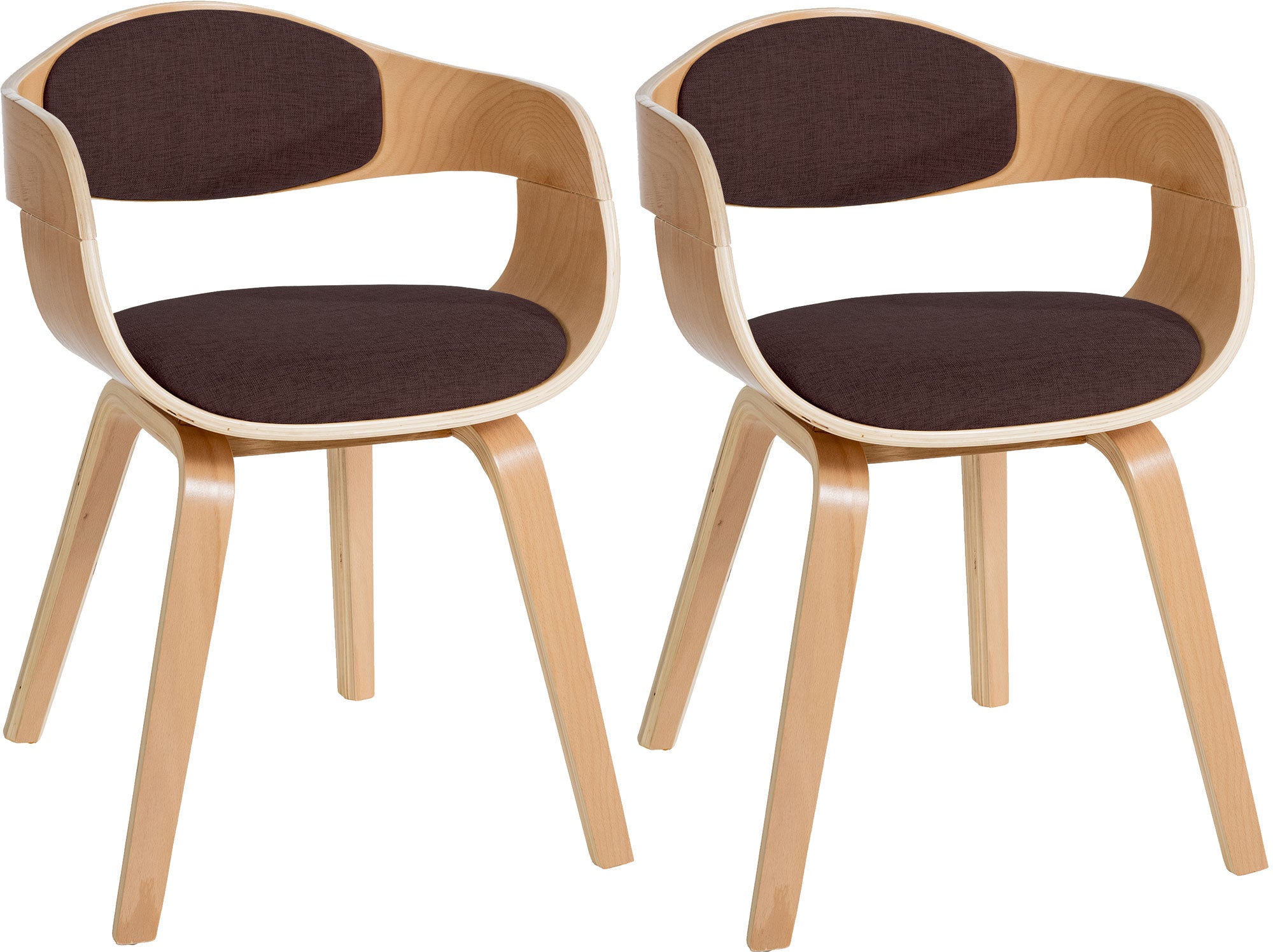 Set van 2 Eetkamerstoelen - Moderne Stoelen - Hoog Comfort Kleur natuur/bruin