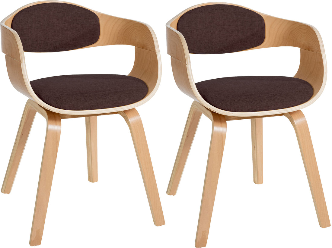 Set van 2 Eetkamerstoelen - Moderne Stoelen - Hoog Comfort Kleur natuur/bruin